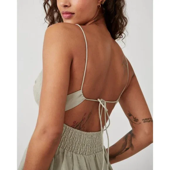 Free People Emma Linen Jumpsuit Alfalfa Size Large - Picture 9 of 16